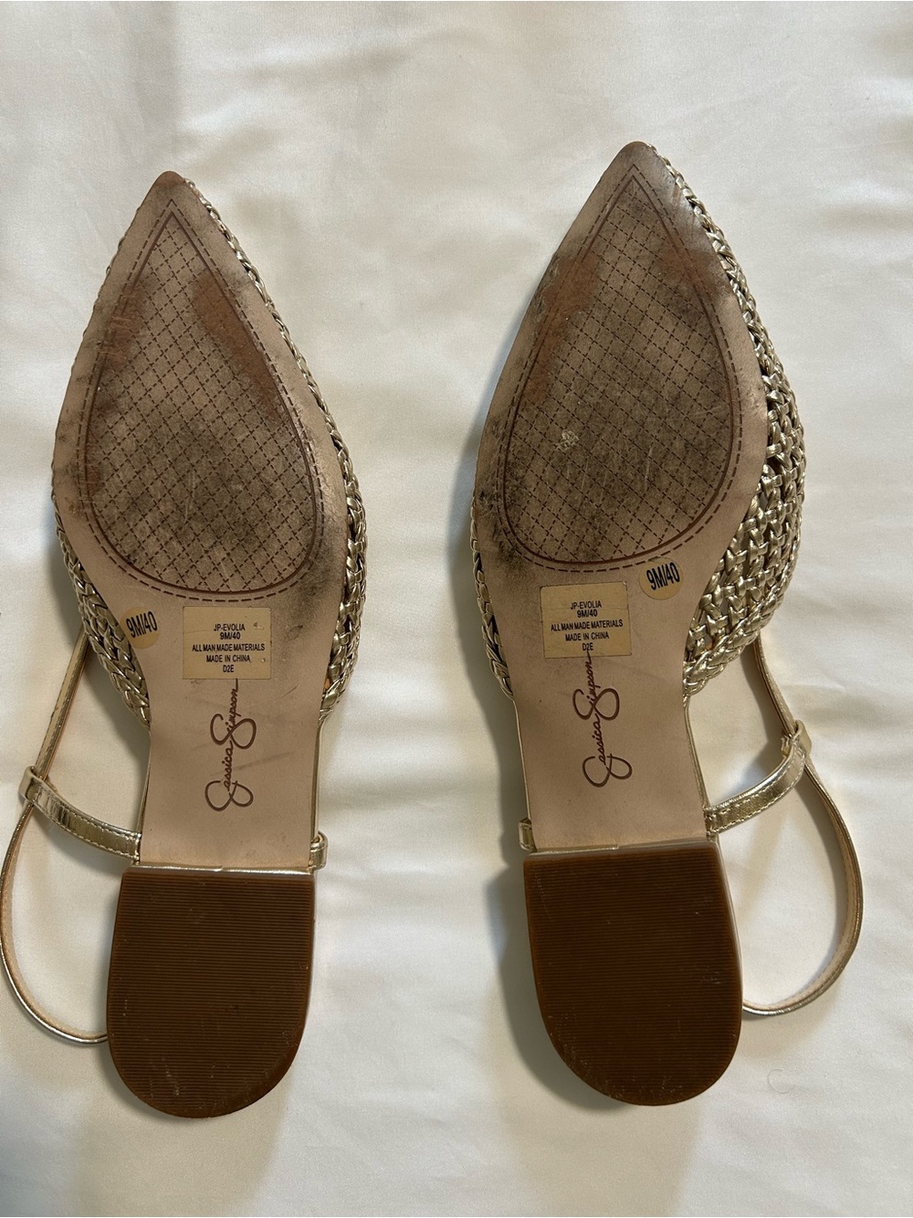 Jessica Simpson Woven Metallic Champagne Slingback Flats - Picture 2 of 4